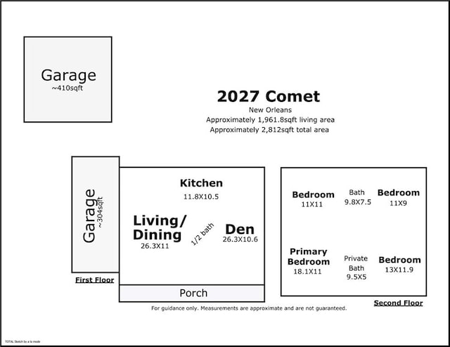 2027 Comet St, New Orleans, LA 70131 - view of floor plan / room layout