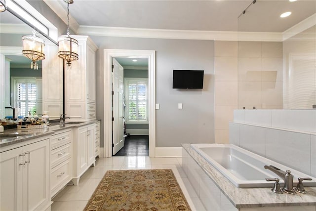 501 Emerald St, New Orleans, LA 70124 - full bath featuring crown molding, plenty of natural light, and a bath