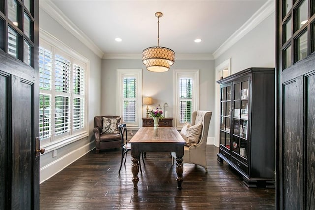 501 Emerald St, New Orleans, LA 70124 - dining room with wood-type flooring, recessed lighting, baseboards, and ornamental molding