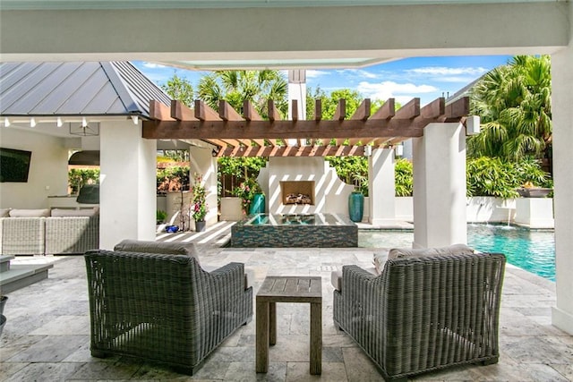 501 Emerald St, New Orleans, LA 70124 - view of patio with an outdoor pool, a pergola, and an outdoor hangout area