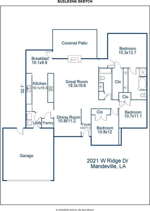 2021 W Ridge Dr, Mandeville, LA 70448 - floor plan / room layout
