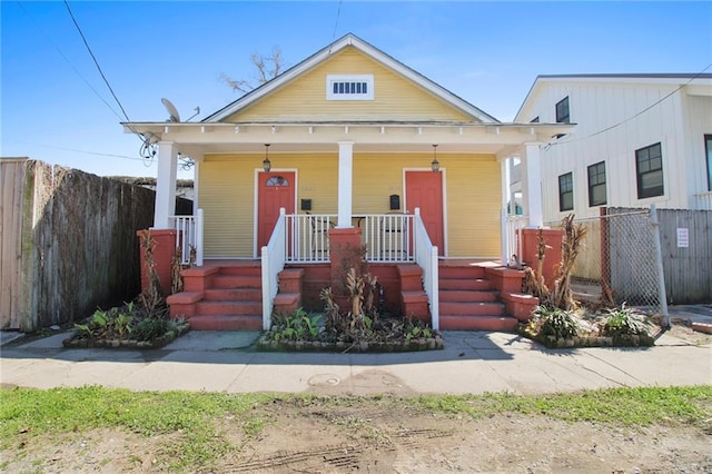 view of front of property with a porch