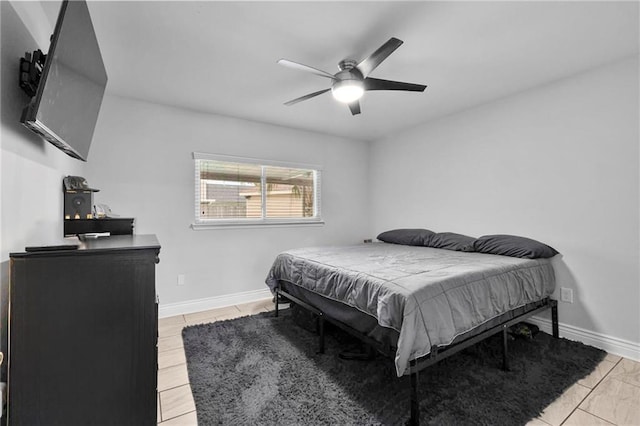 bedroom featuring ceiling fan