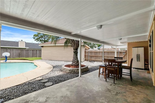 view of patio with a fenced in pool