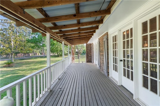 34633 W Dubuisson Rd, Slidell, LA 70460 - wooden terrace featuring french doors and a yard