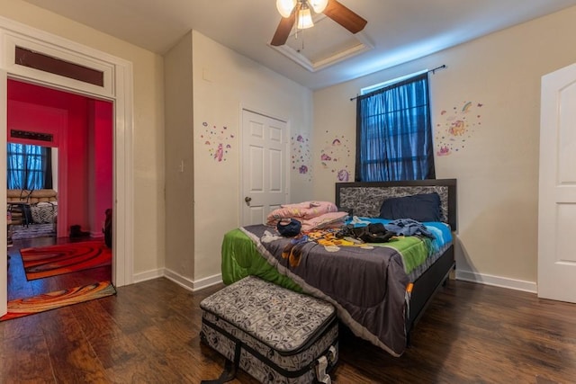 226062 N Roman St, New Orleans, LA 70117 - bedroom featuring ceiling fan, baseboards, and wood finished floors