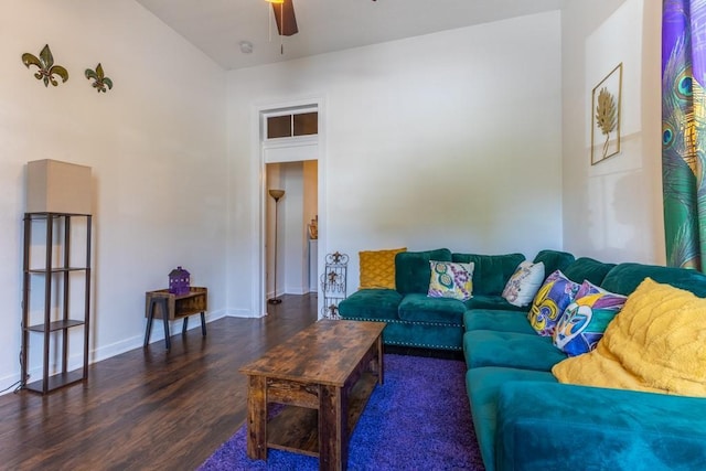 226062 N Roman St, New Orleans, LA 70117 - living area featuring baseboards, a ceiling fan, and wood finished floors