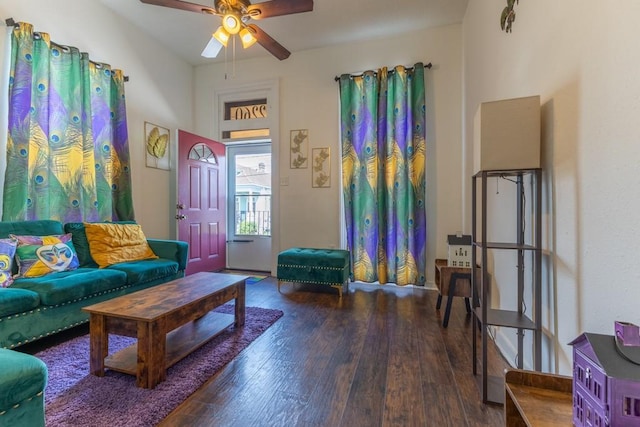 226062 N Roman St, New Orleans, LA 70117 - living room with wood-type flooring and ceiling fan