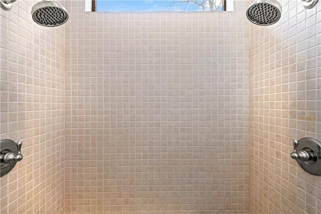 interior details featuring tiled shower