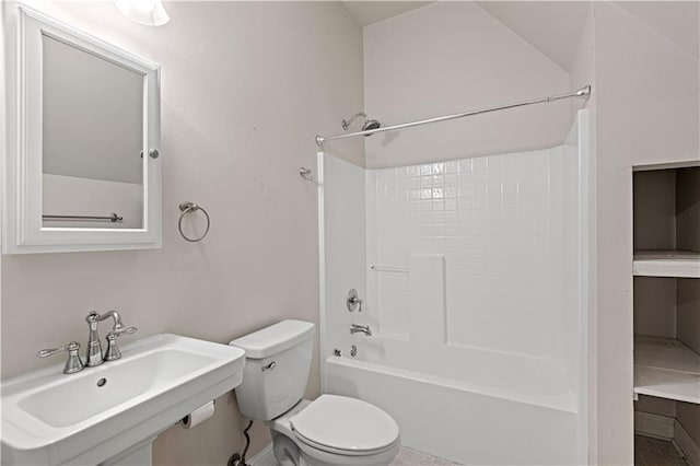 full bathroom with a sink, toilet, and shower / bathtub combination