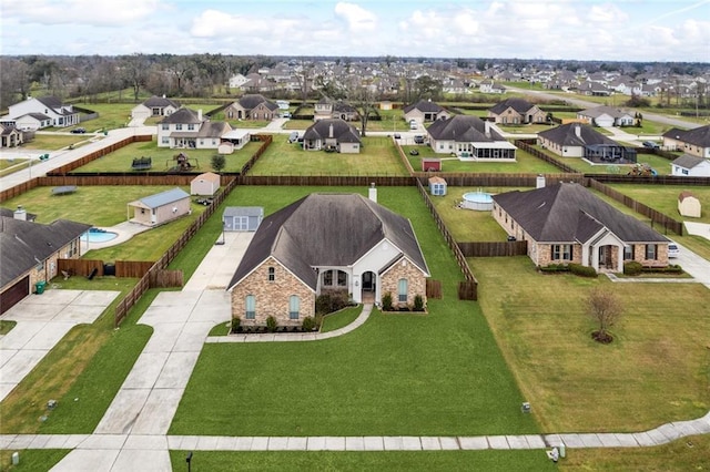 bird's eye view with a residential view