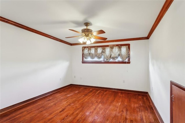 5116 Franklin Ave, New Orleans, LA 70122 - unfurnished room featuring a ceiling fan, ornamental molding, baseboards, and wood finished floors