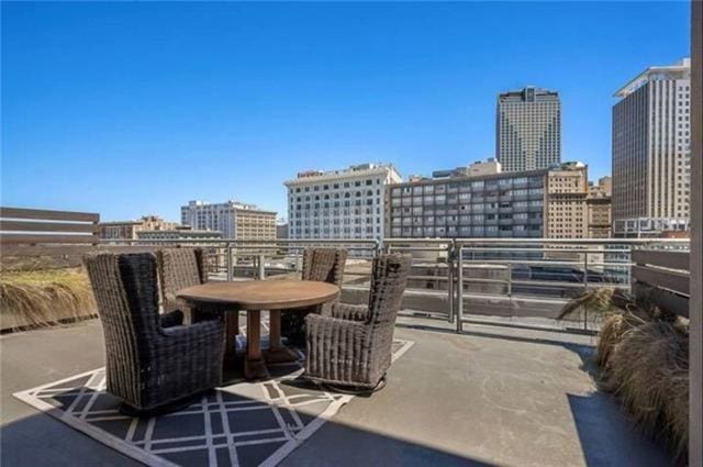 view of patio with a city view