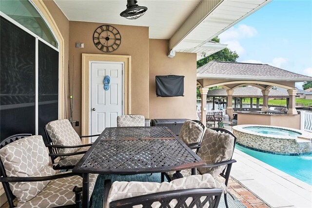 111 Columbia Pl, Slidell, LA 70458 - view of swimming pool with a gazebo, a patio, fence, and a pool with connected hot tub