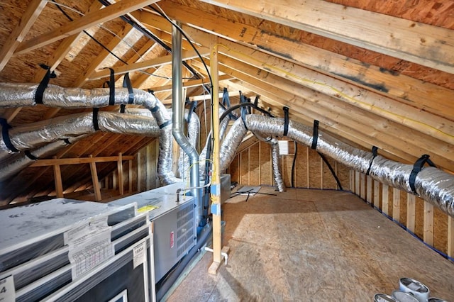 view of unfinished attic