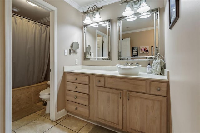 305 Eden Isles Dr, Slidell, LA 70458 - full bath with ornamental molding, tile patterned flooring, and vanity