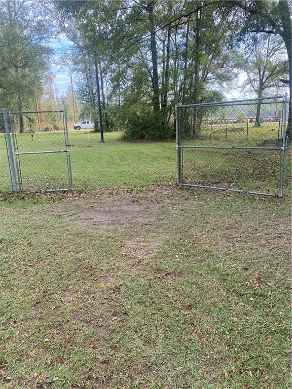 view of yard featuring fence and a gate