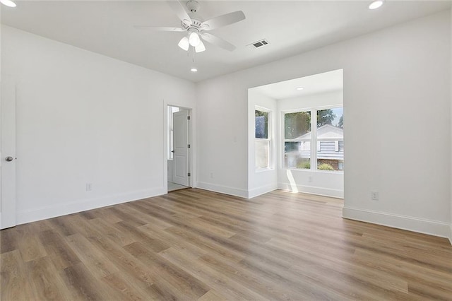 10053 Joel Ave, River Ridge, LA 70123 - unfurnished room featuring light wood-type flooring, a ceiling fan, baseboards, and visible vents