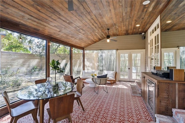 717 Port St, New Orleans, LA 70117 - sunroom with ceiling fan and french doors