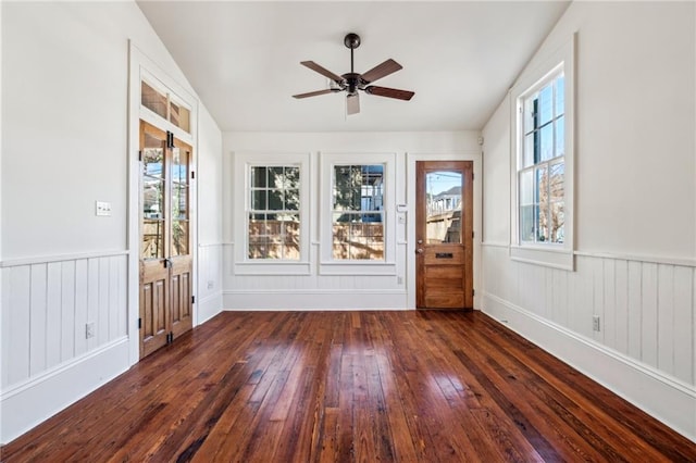 3829 Dauphine St, New Orleans, LA 70117 - unfurnished sunroom featuring a ceiling fan and vaulted ceiling