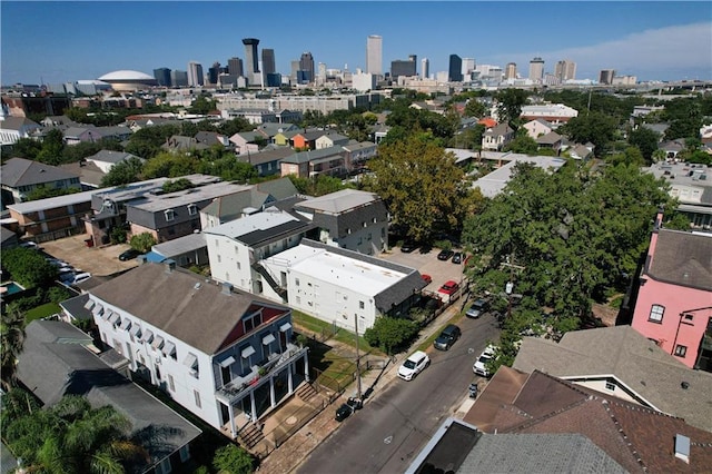 drone / aerial view with a city view