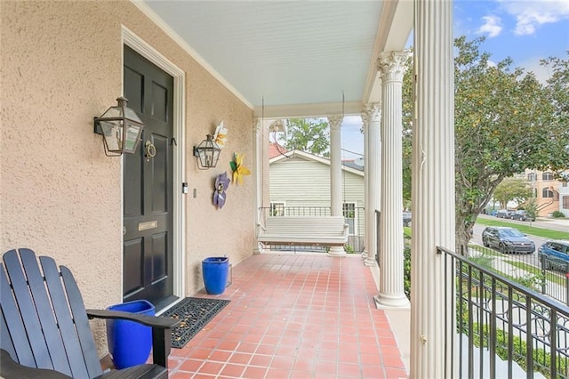 exterior space with covered porch