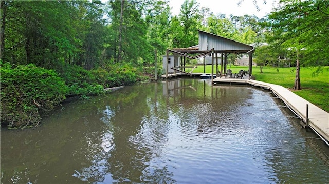 view of dock featuring a water view