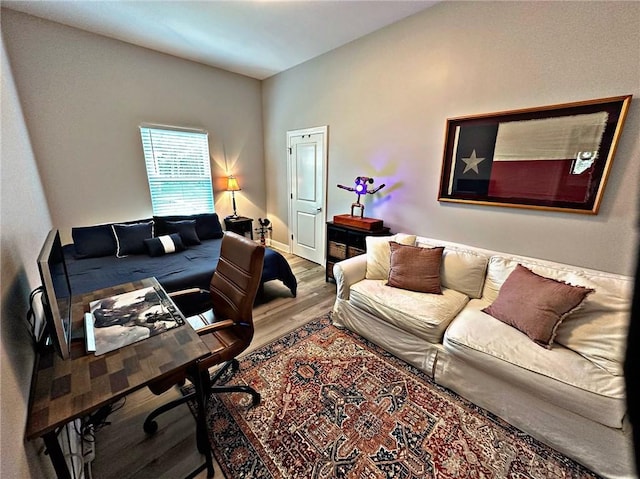 living area featuring light wood-style floors