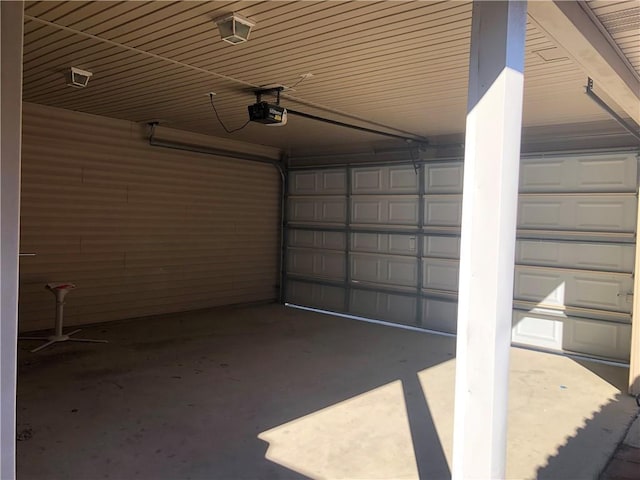 garage with a garage door opener