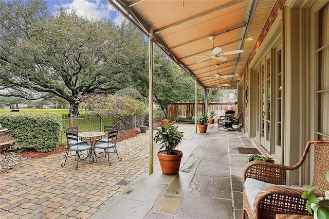 425 Turquoise St, New Orleans, LA 70124 - view of patio / terrace featuring ceiling fan, outdoor dining area, and fence