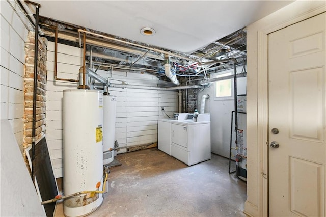 below grade area with washing machine and dryer and water heater