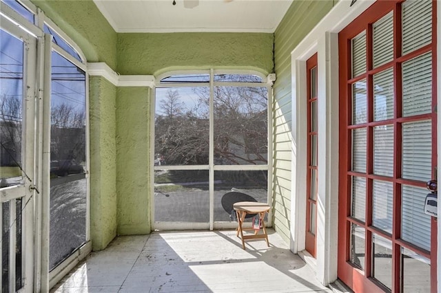 view of unfurnished sunroom