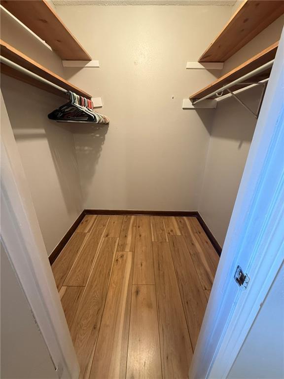 walk in closet featuring light wood-style flooring