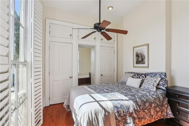 bedroom featuring dark wood finished floors