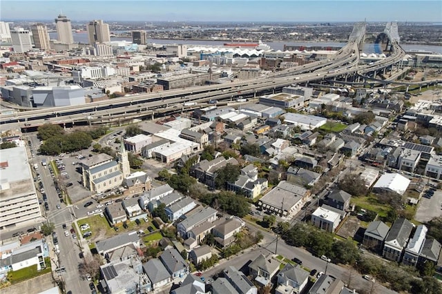 drone / aerial view with a view of city