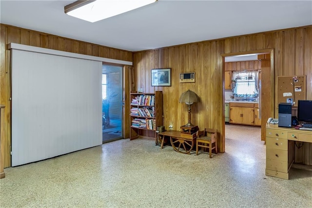 interior space with wood walls