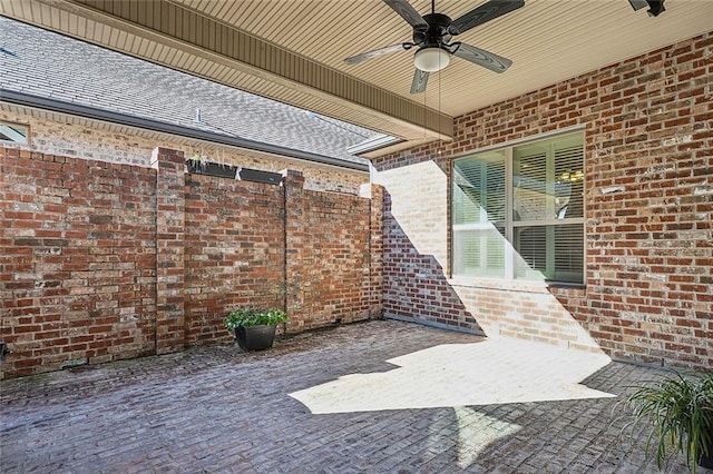 view of patio with ceiling fan