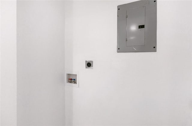 clothes washing area featuring washer hookup, laundry area, electric panel, and hookup for an electric dryer
