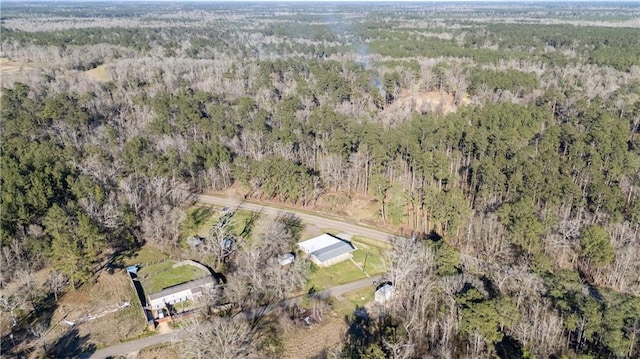 bird's eye view featuring a view of trees