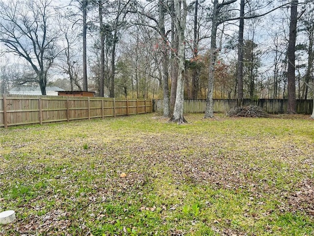 view of yard featuring a fenced backyard