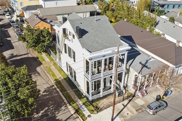 drone / aerial view with a residential view