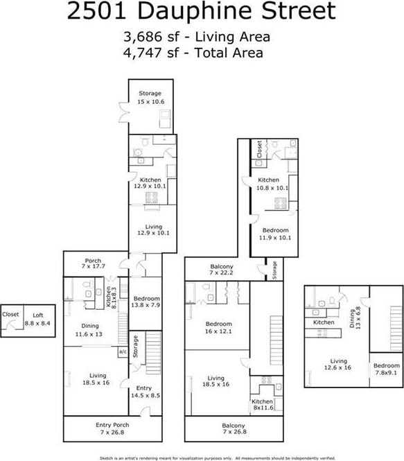 2501 Dauphine St, New Orleans, LA 70117 - view of layout