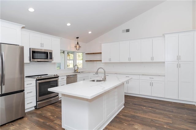 119 Ivy Dr, Covington, LA 70433 - kitchen with white cabinetry, a sink, and stainless steel appliances