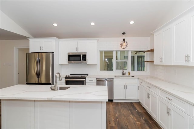 119 Ivy Dr, Covington, LA 70433 - kitchen with white cabinetry, a sink, and appliances with stainless steel finishes