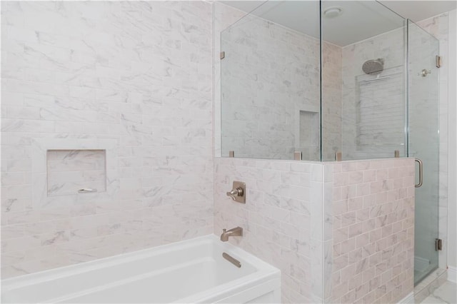 119 Ivy Dr, Covington, LA 70433 - bathroom featuring a bathing tub and a stall shower