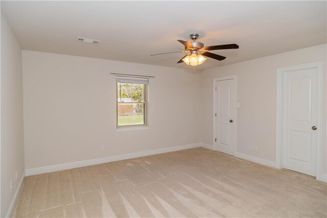 119 Ivy Dr, Covington, LA 70433 - empty room featuring ceiling fan, baseboards, light colored carpet, and visible vents