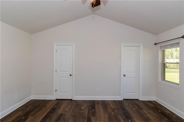 119 Ivy Dr, Covington, LA 70433 - unfurnished room featuring lofted ceiling, ceiling fan, and wood finished floors