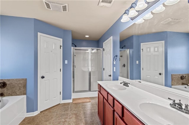 full bath featuring a sink and visible vents