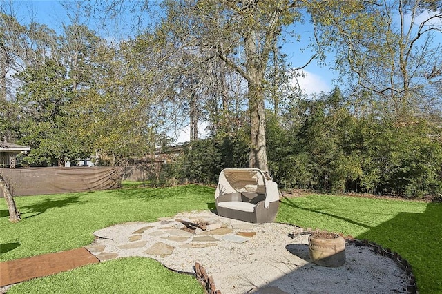 view of yard featuring a patio area and fence