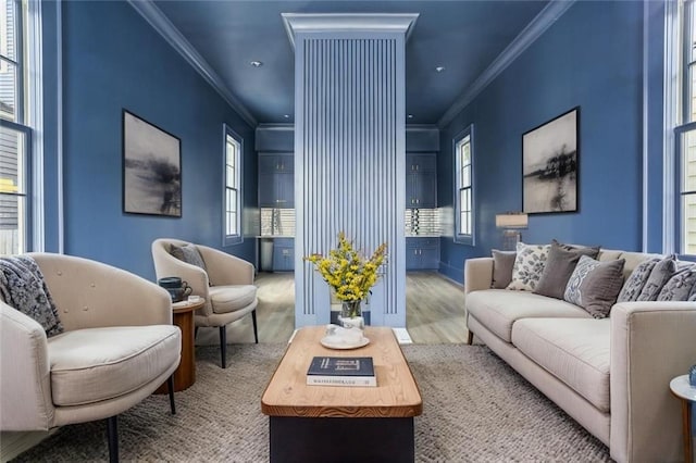 3324 Camp St, New Orleans, LA 70115 - living room featuring ornamental molding and wood finished floors